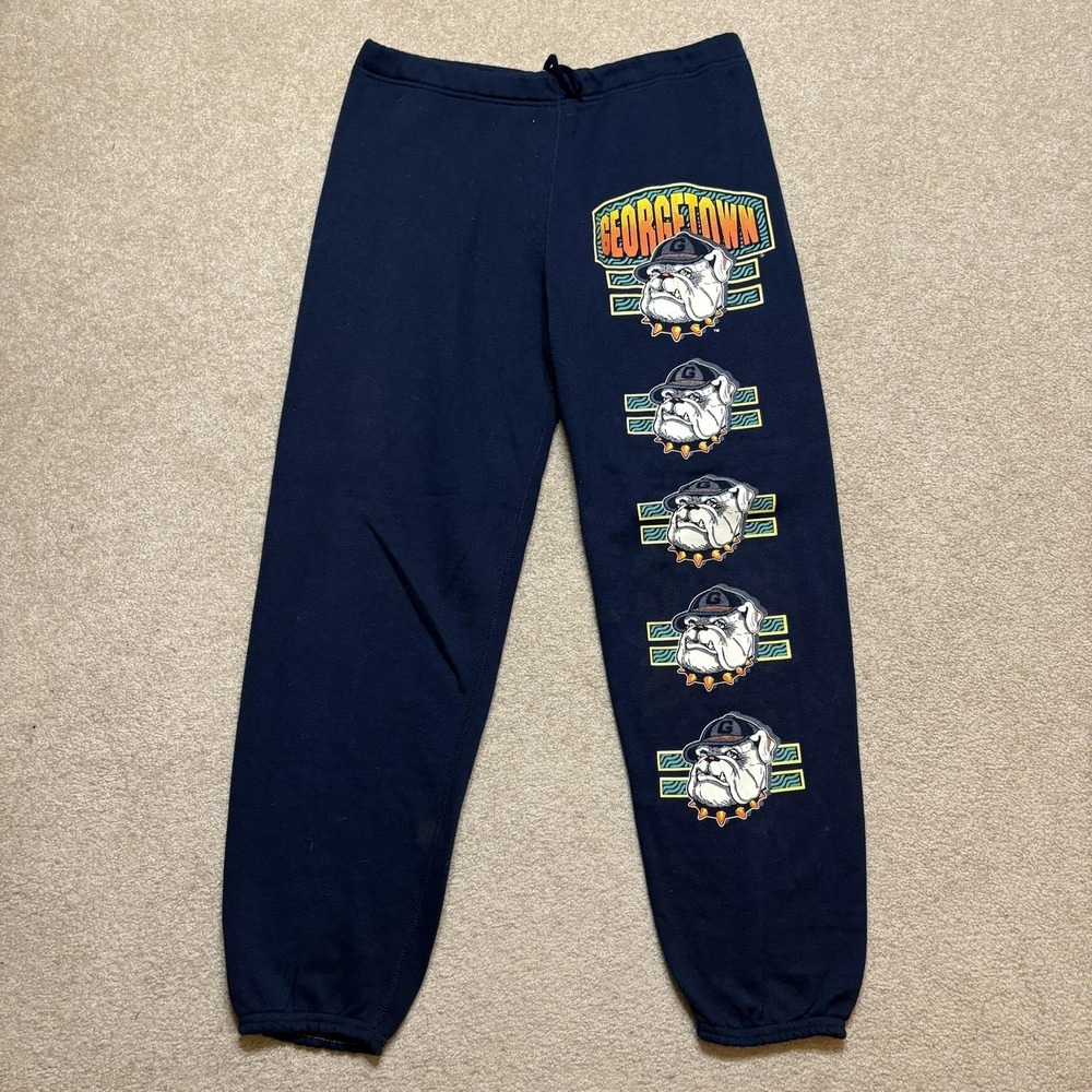 Vtg Georgetown Hoyas Sample Print Sweatpants Mens Medium Blue NCAA USA 90s